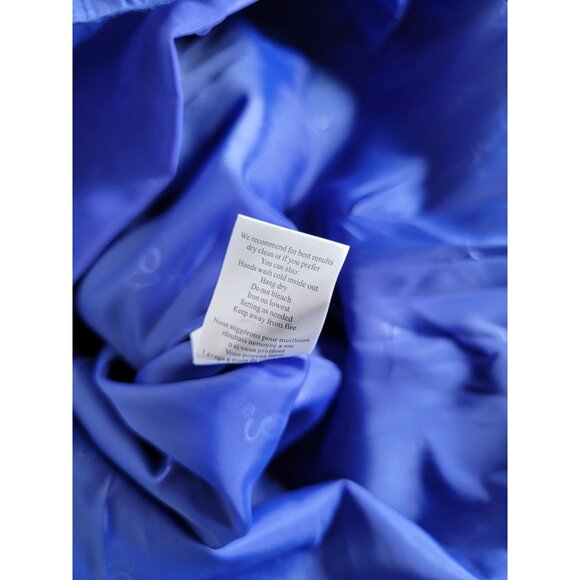 Samuel Dong Womens Ruffle Trim Pleated Trench Coat Cobalt Large New - Picture 6 of 9